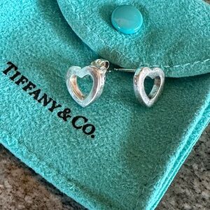 Tiffany and Co 925 silver open heart stud earrings